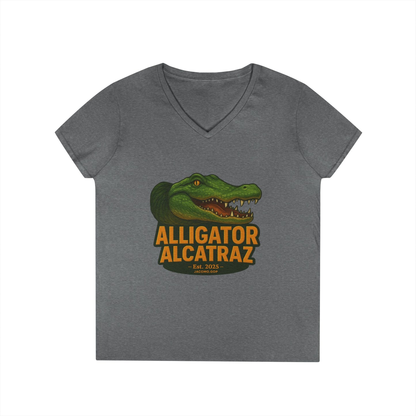 3D Alligator Alcatraz 2 Women's V-Neck T-Shirt for Supporters | Political Apparel, Election Gear, Gift for Activists, Red State Pride, 4th of July