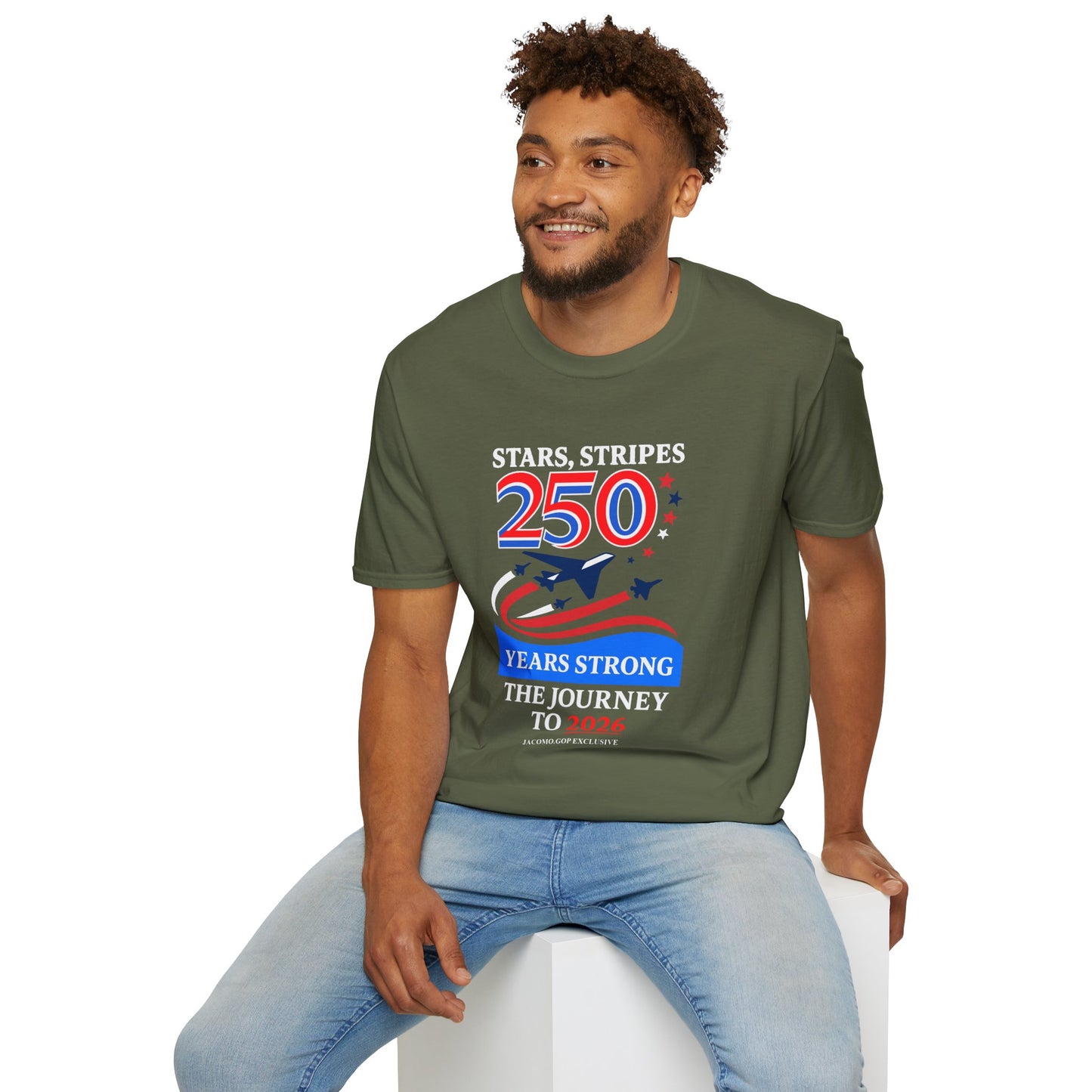Patriotic Anniversary T-Shirt, Fourth of July shirt, Stars and Stripes tee, 250 Years Strong shirt, USA celebration apparel