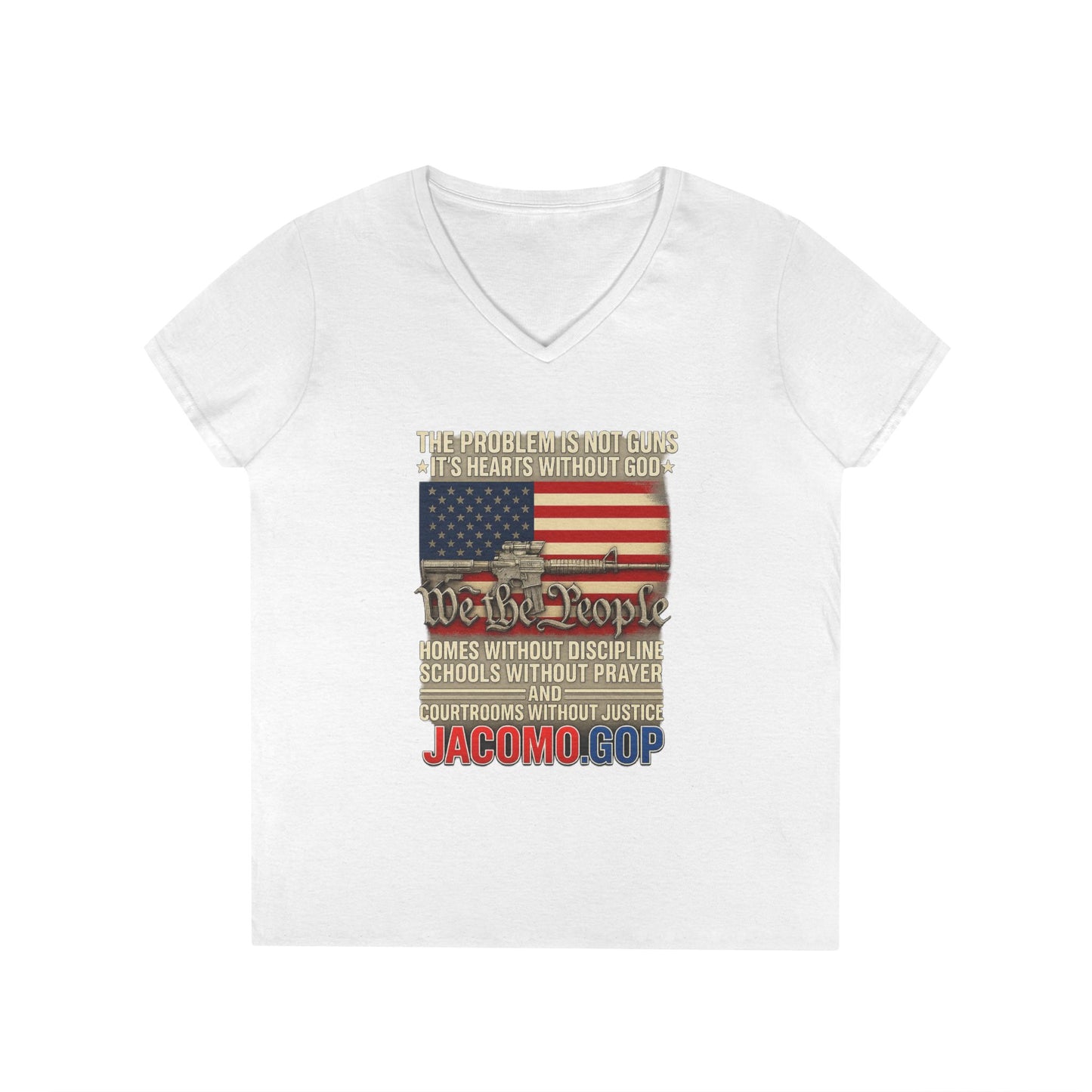 3D Statement 1 Women's V-Neck T-Shirt for Supporters | Political Apparel, Election Gear, Gift for Activists, Red State Pride, 4th of July