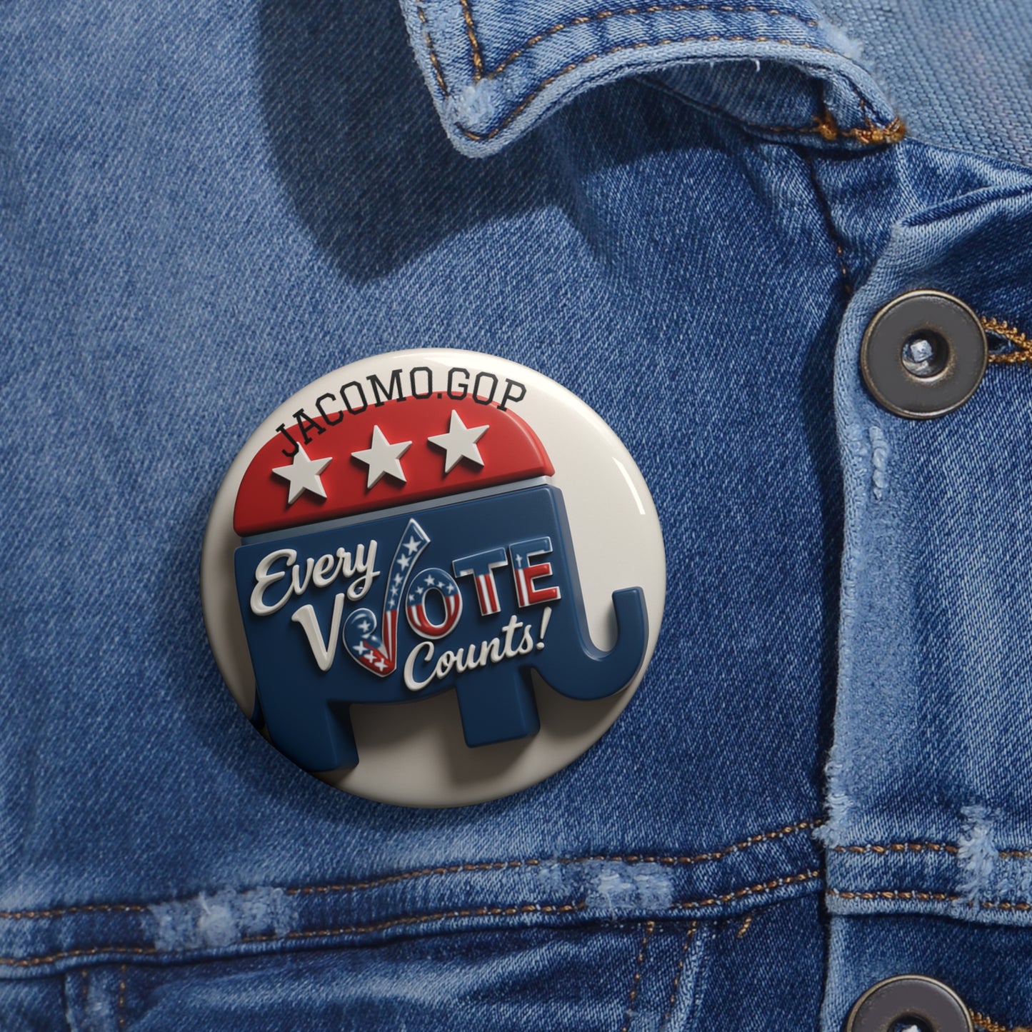 Custom Political Pin Buttons, Every Vote Counts, Election Badges, Campaign Accessories, Activism Gifts, Republican Merchandise