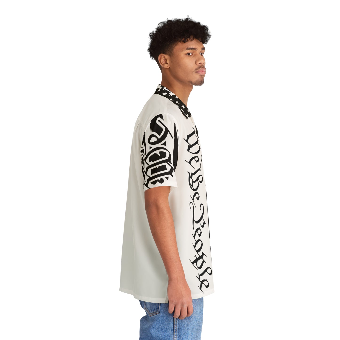 Men's Black & White Hawaiian Shirt, Stylish Summer Shirt, AOP Shirt, Casual Wear, Vacation Outfit, Beach Party Attire