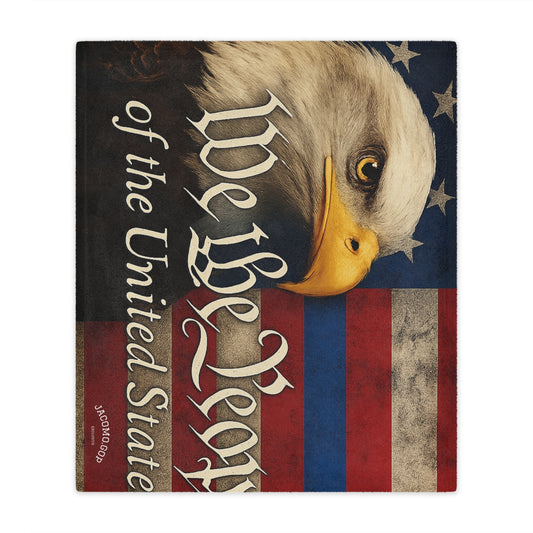 Patriotic Minky Blanket with Eagle Design, Soft Throw, American Flag Decor, Cozy Gift, Independence Day, Enthusiast Blanket