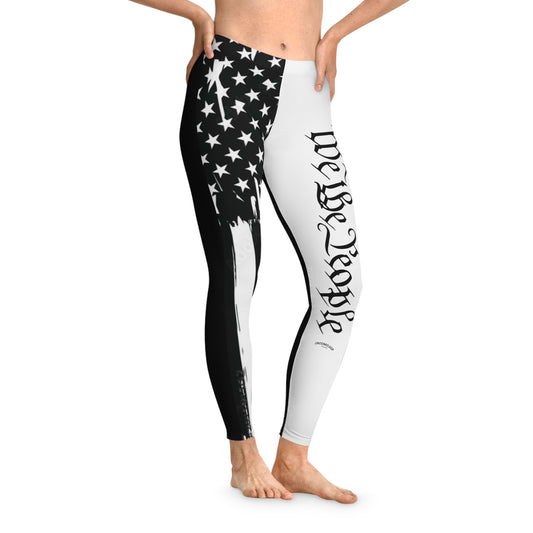 Patriotic Stretchy Leggings, Comfortable Activewear, American Flag Design, Workout Pants, Casual Fashion