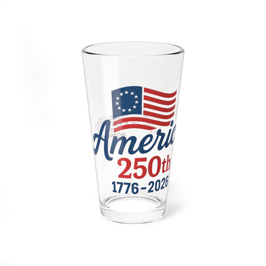 Patriotic Mixing Glass, 250th Anniversary America, Fourth of July Drinkware, USA Celebration Glass