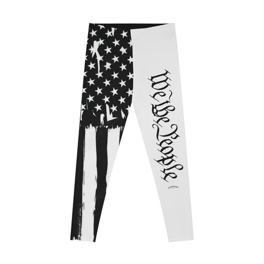 Patriotic Stretchy Leggings, Comfortable Activewear, American Flag Design, Workout Pants, Casual Fashion