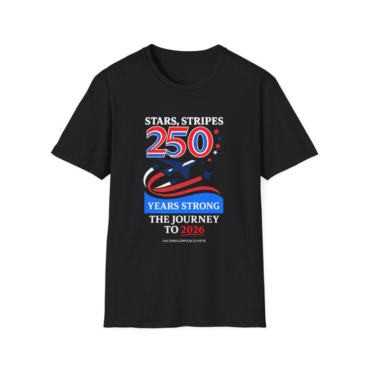 Patriotic Anniversary T-Shirt, Fourth of July shirt, Stars and Stripes tee, 250 Years Strong shirt, USA celebration apparel