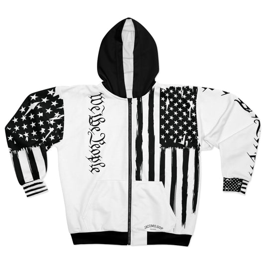 Patriotic Unisex Zip Hoodie - We The People | American Flag Hoodie, Casual Wear, Gift for Freedom Lovers, Independence Day, Everyday Comfort
