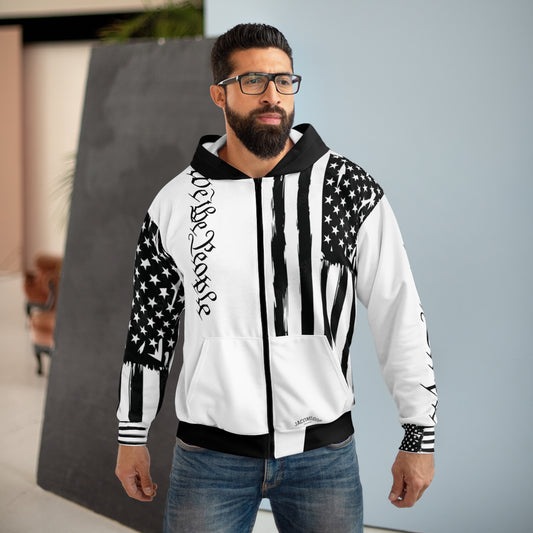 Patriotic Unisex Zip Hoodie - We The People | American Flag Hoodie, Casual Wear, Gift for Freedom Lovers, Independence Day, Everyday Comfort