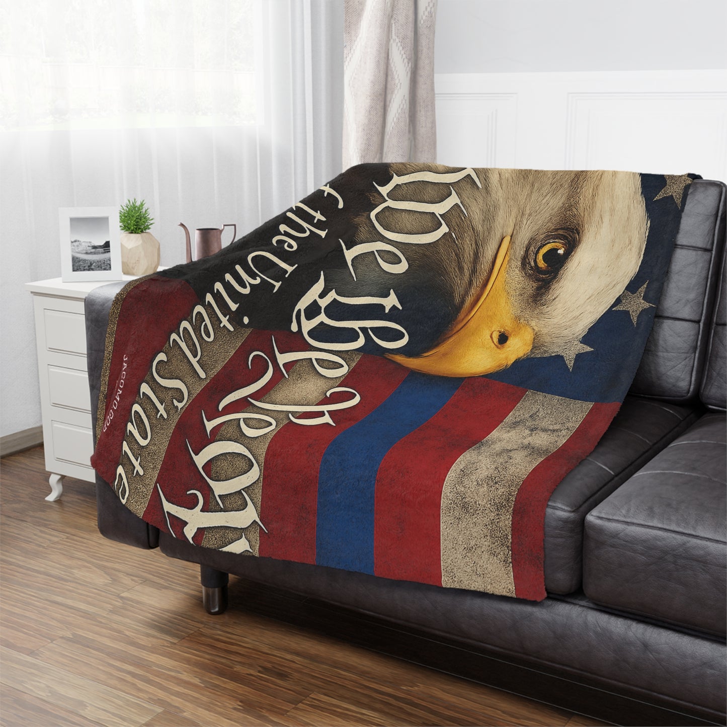 Patriotic Minky Blanket with Eagle Design, Soft Throw, American Flag Decor, Cozy Gift, Independence Day, Enthusiast Blanket