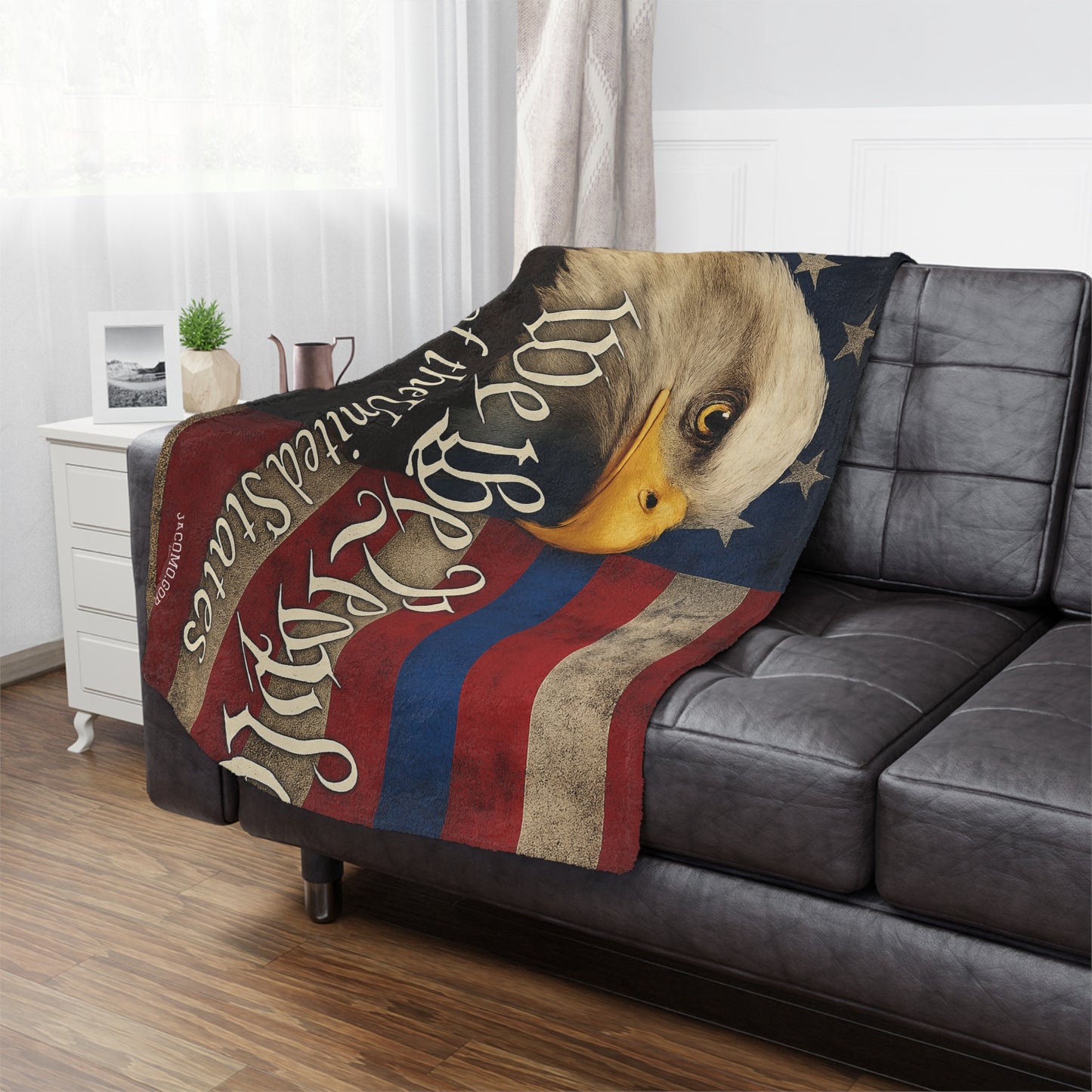 Patriotic Minky Blanket with Eagle Design, Soft Throw, American Flag Decor, Cozy Gift, Independence Day, Enthusiast Blanket